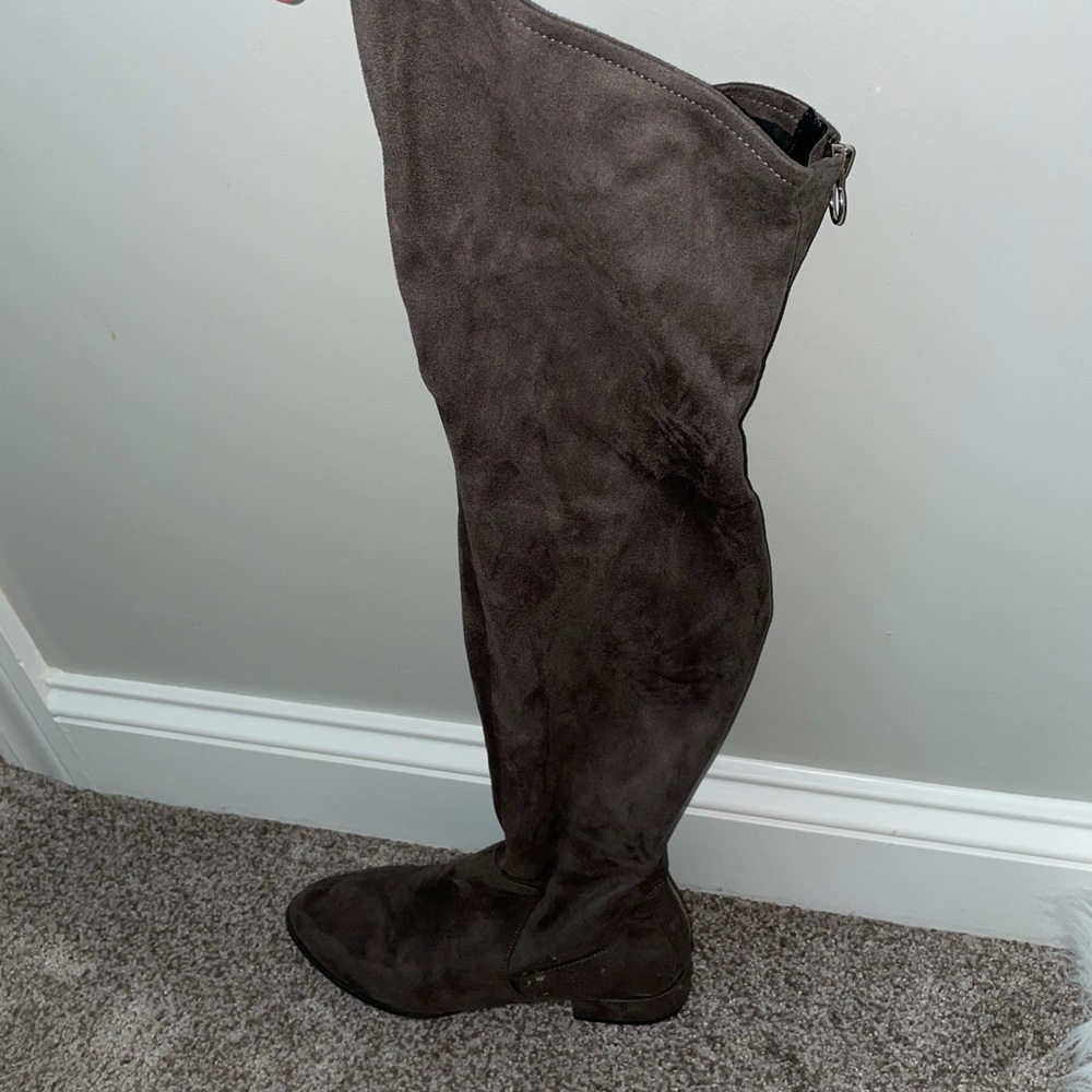 Gray over the knee boots